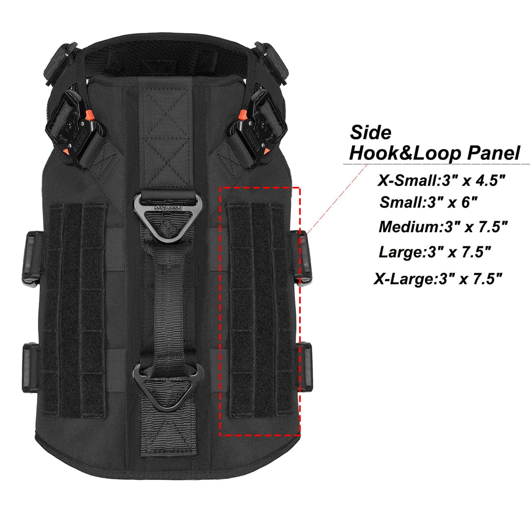 GN3 Tactical Dog Harness with 6X Buckle,Dog Molle Vest with Handle,3/4 Body Coverage,Hook and Loop Panel for ID Patch,No Pulling Front Clip (XL (32-39 Girth), Black)