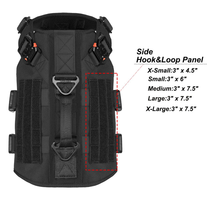 GN3 Tactical Dog Harness with 6X Buckle,Dog Molle Vest with Handle,3/4 Body Coverage,Hook and Loop Panel for ID Patch,No Pulling Front Clip (XL (32-39 Girth), Black)
