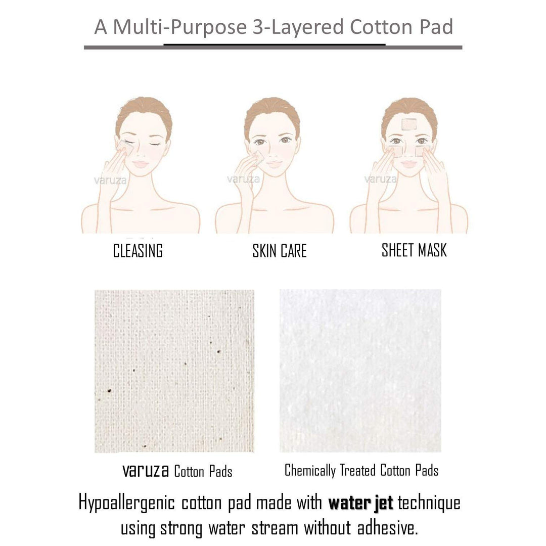Premium Unbleached 100% Cotton Pads for Face Toner- Lint Free Triple Layers Face Pads for Toner Mask, Nail and Makeup Removal 300 Count