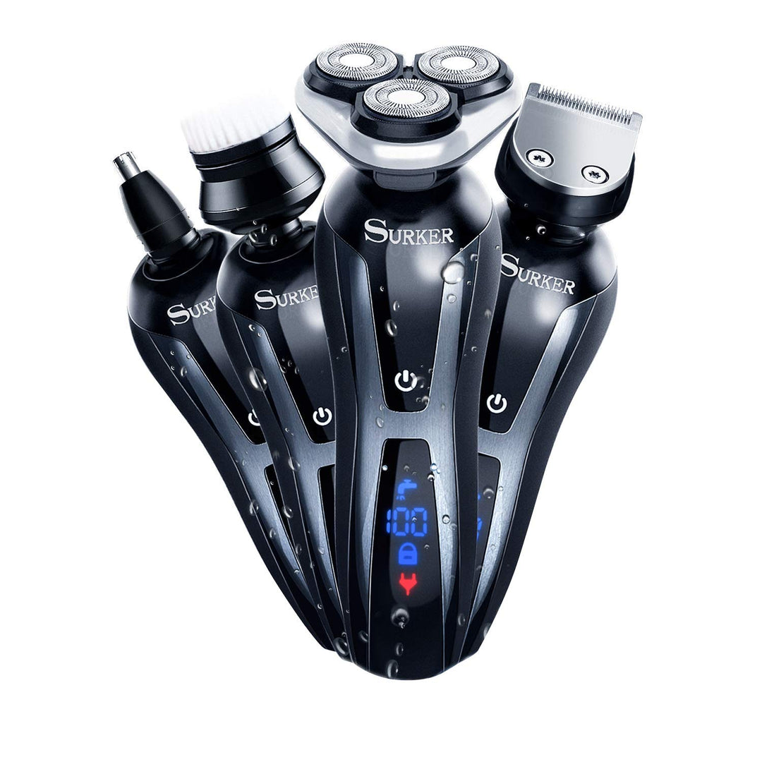 Electric Shaver Razor Cordless Beard Trimmer for Men Nose Hair Trimmer 3 in 1 Trimmer Grooming Kit Plus 1 Facial Cleansing Brush Waterproof USB Rechargeable Dry Wet