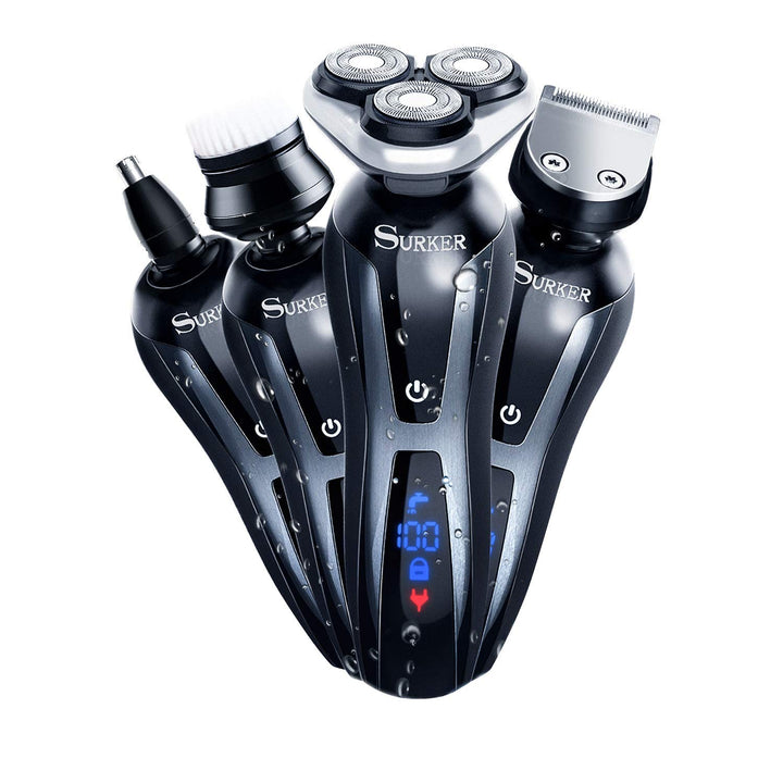Electric Shaver Razor Cordless Beard Trimmer for Men Nose Hair Trimmer 3 in 1 Trimmer Grooming Kit Plus 1 Facial Cleansing Brush Waterproof USB Rechargeable Dry Wet