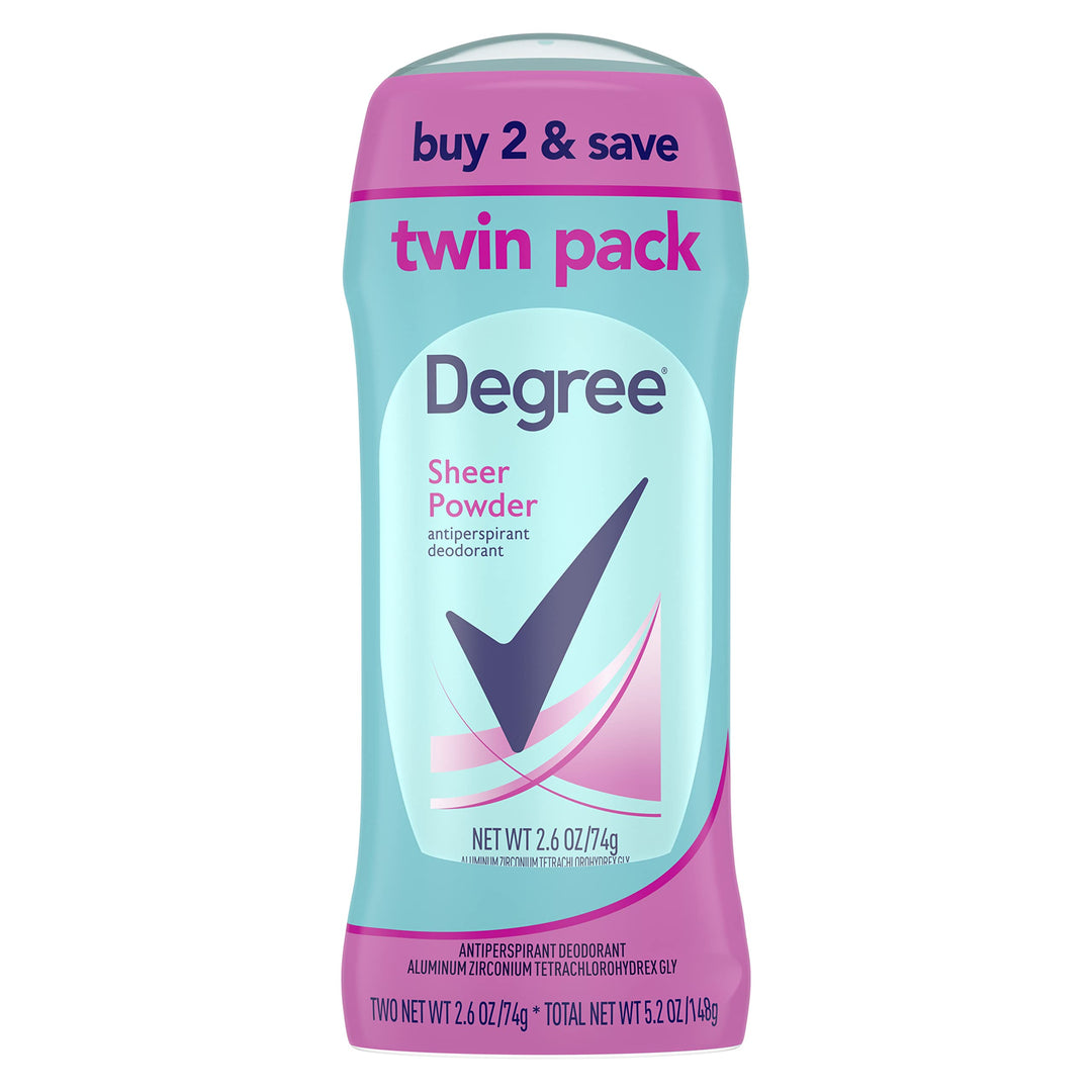 Degree Original Antiperspirant Deodorant 48-Hour Sweat and Odor Protection Sheer Powder Antiperspirant for Women 2.6 oz, Twink Pack