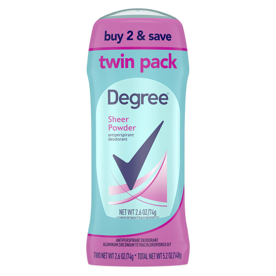 Degree Original Antiperspirant Deodorant 48-Hour Sweat and Odor Protection Sheer Powder Antiperspirant for Women 2.6 oz, Twink Pack