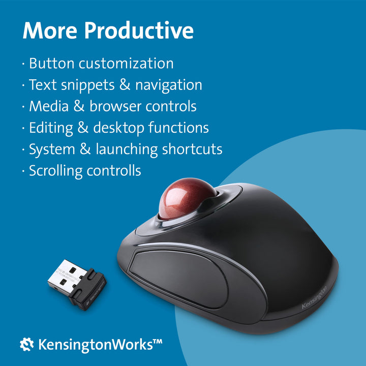 Orbit Wireless Trackball Mouse with Touch Scroll Ring (K72352US),Black