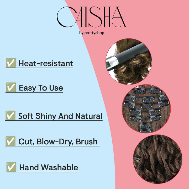 24 (60cm) blonde mix #27H613 CES14-1 : PRETTYSHOP XXL Full Head Set 8 pcs 24 Clip In Hair Extensions Hairpiece Wavy Heat-Resisting blonde mix #27H613 CES14-1