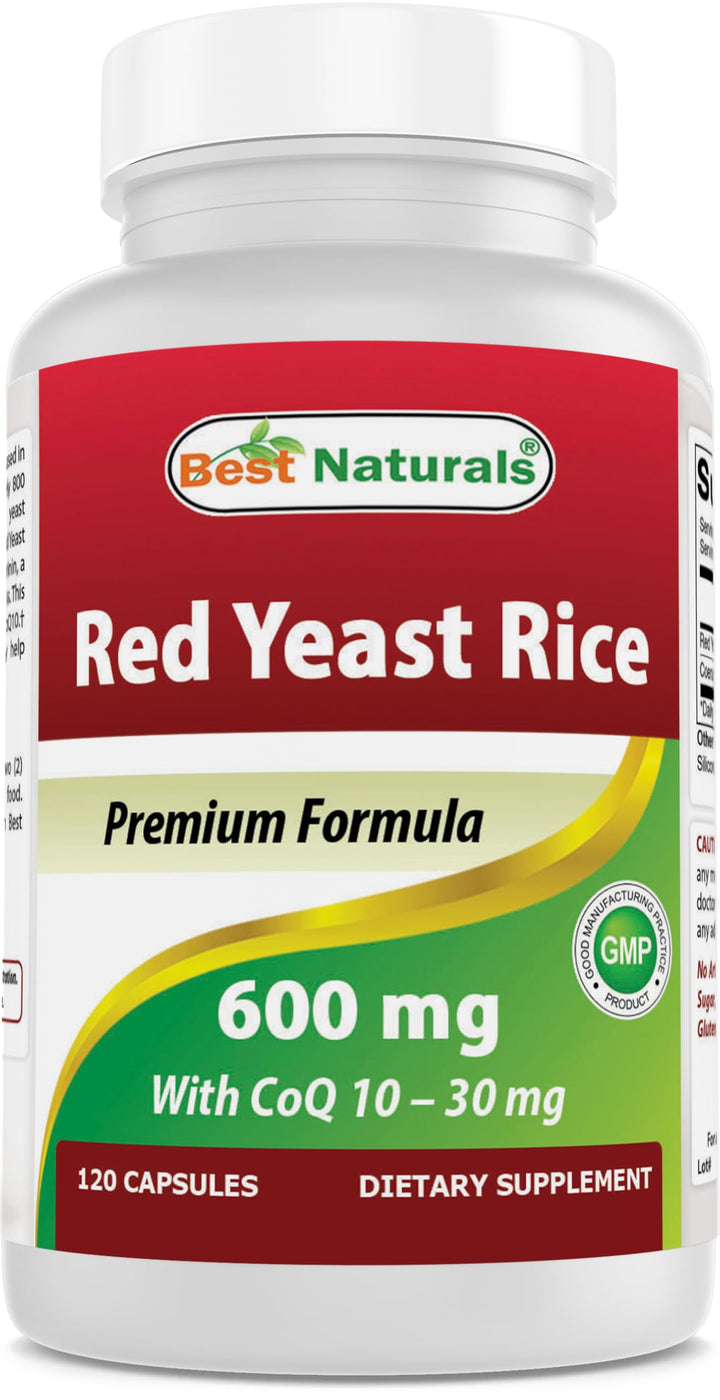Red Yeast Rice with CoQ10, 120 Capsules - Cardiovascular Formula Contains 600 mg of Red Yeast Rice ans 30 mg of CoQ10