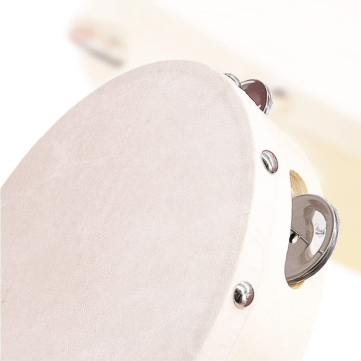 8 Wood Handheld Tambourine - Single Row 5 Pairs Jingles