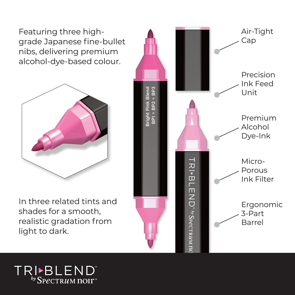 Spectrum Noir Triblend Alcohol 3 Marker Pens-Portrait Blends-Pack of 6