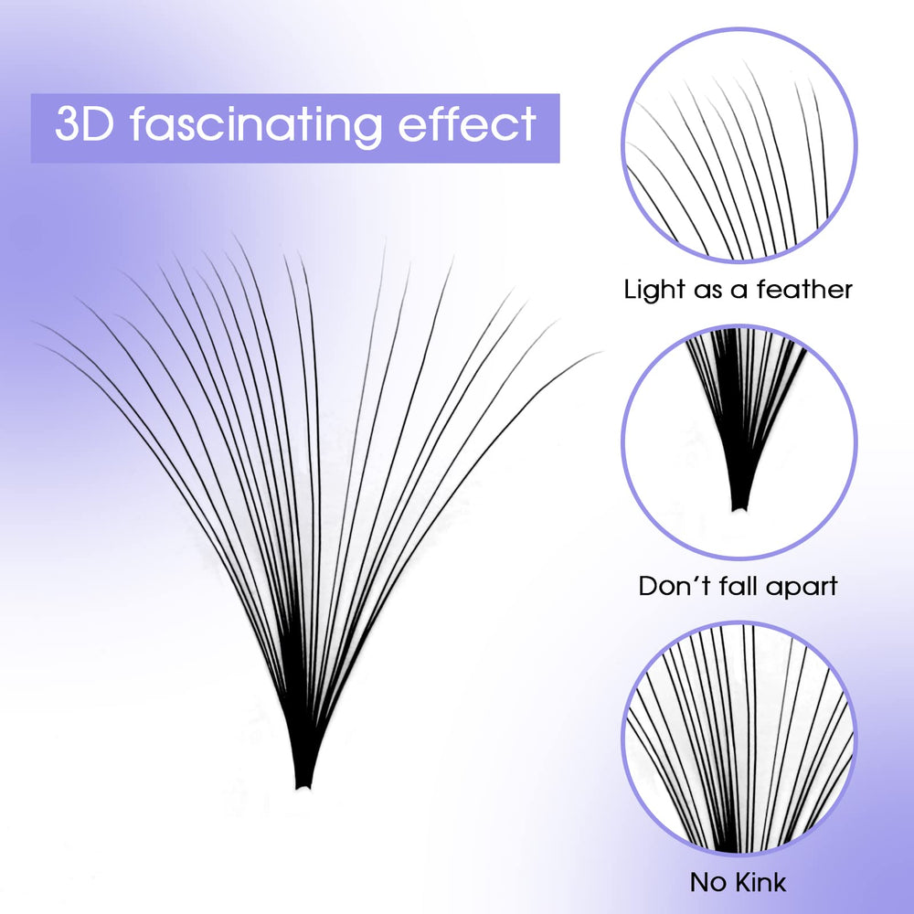 Eyelash Extension Volume Lashes 0.05 Thickness Rapid Blooming Eyelash Extensions C/D curl Easy Fan Volume Lashes 14-20mm mixed Self Fanning Lashes By (0.05-DD, 14-20mm)