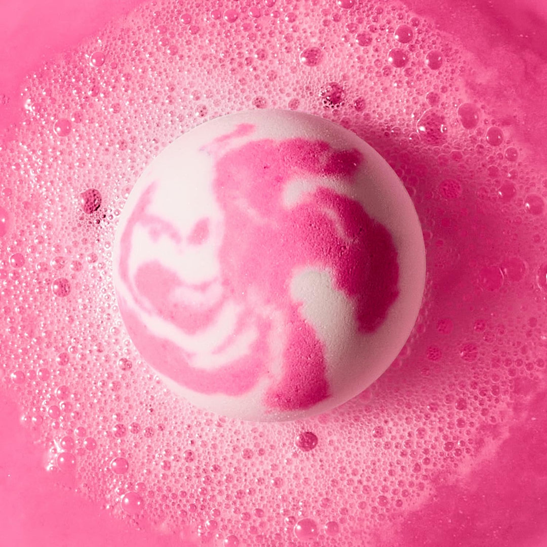 DA BOMB Glam Bath Bomb, Pink with White Swirl, White Orchid, 7 ounces