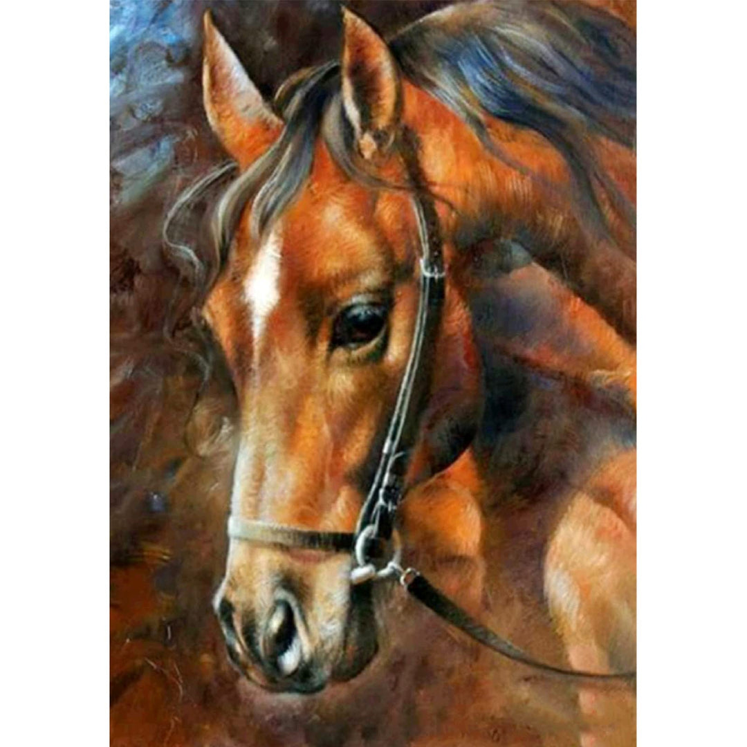 Diamonds Painting Kits for Adults, Round Full Drill Diamonds Painting Kits 5D DIY Diamonds Painting by Number Kits Diamond Art Kits for Home Wall Decor Brown Horse 12x16 Inch