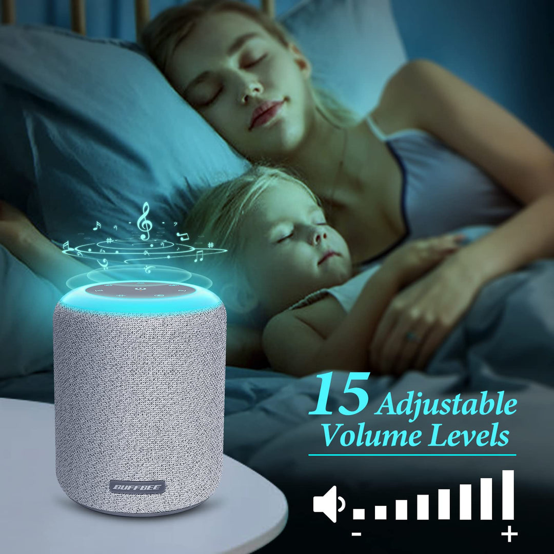 White Noise Sound Machine for Sleeping with 17 Soothing Sounds, 8 Color Night Light, Memory Function, Fabric Design - Noise Maker for Home, Office, Kids and Adults -Light Grey