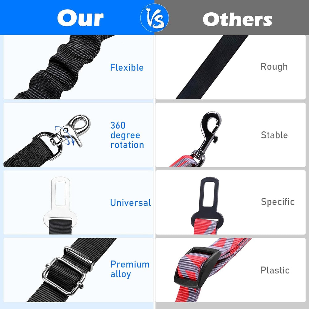 Dog Seat Belt Harness, 2 Packs Pet Dog Seat Belt Leash Adjustable Dog Cat Safety Leads Harness, Vehicle Car Seatbelt Harness for Pets with Elastic Nylon Bungee Buffer for Shock Attenuation