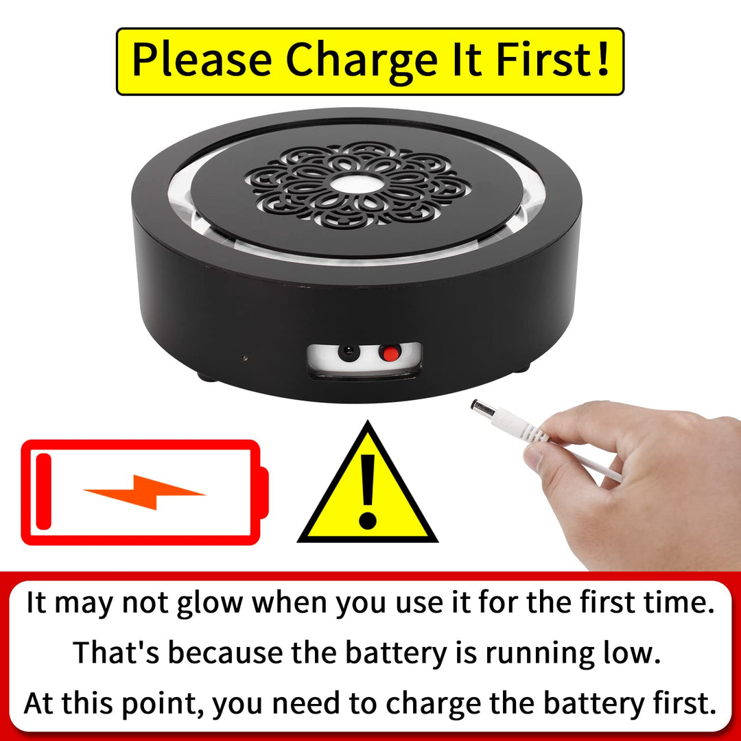 Hookah Laser Light Base Rechargeable battery Lounge Led Base Smoking Shisha Narguile Chicha Colorful Laser Force Field Tray, Black