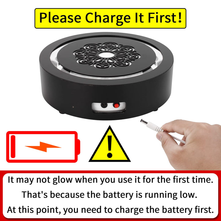 Hookah Laser Light Base Rechargeable battery Lounge Led Base Smoking Shisha Narguile Chicha Colorful Laser Force Field Tray, Black