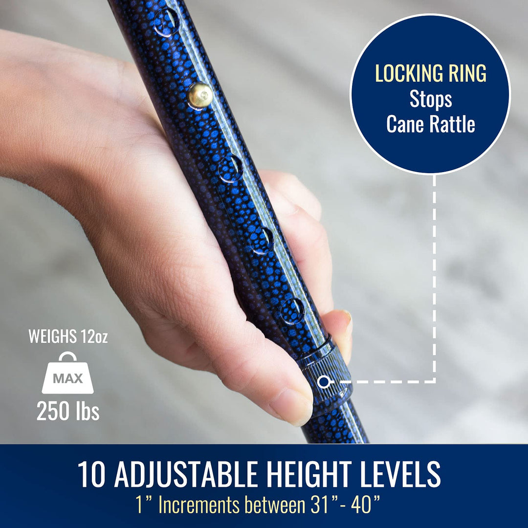 Lightweight Aluminum Walking Cane with Derby-Top Handle, Floral