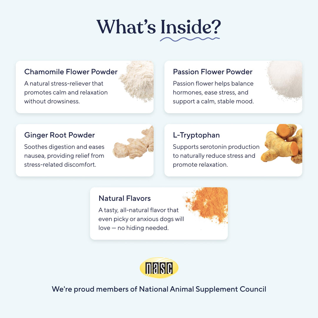 Calming Chews for Dogs | Natural Dog Calming Chews - Supports Relaxation and Calm Behavior | Helps with Thunder, Separation, Chewing & Barking | Soothing Aid for Fireworks - 30 Turkey Treats