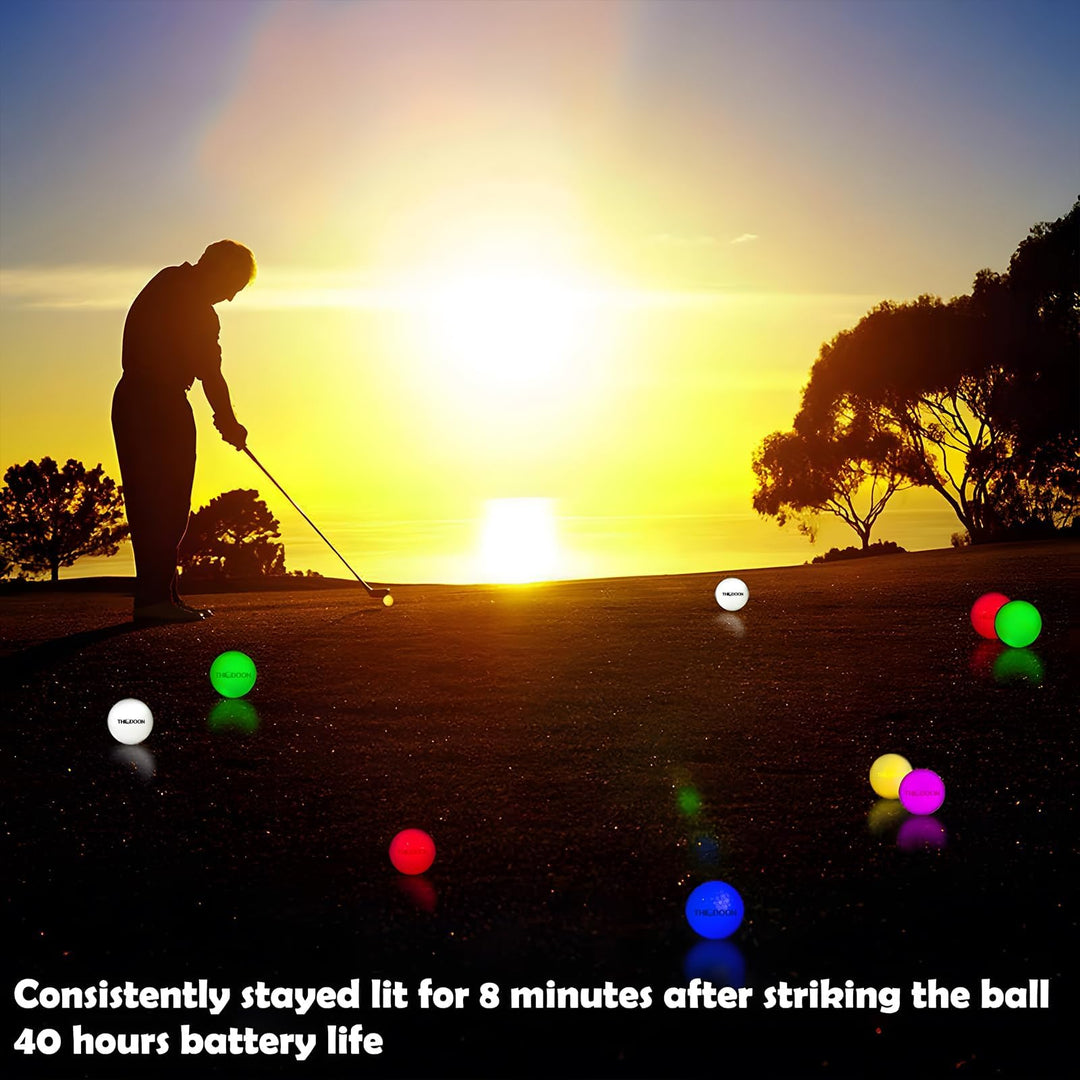 Glow in The Dark Golf Ball Upgarded Timer Resettable for Night Sports Super Bright LED Glowing Golf Balls Long Lasting Light up Golf Ball (6 Pack)