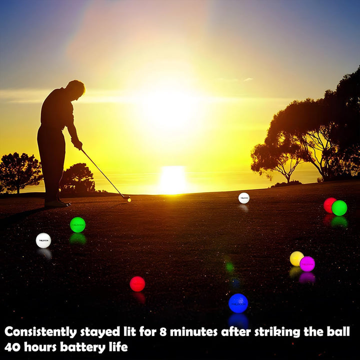 Glow in The Dark Golf Ball Upgarded Timer Resettable for Night Sports Super Bright LED Glowing Golf Balls Long Lasting Light up Golf Ball (6 Pack)