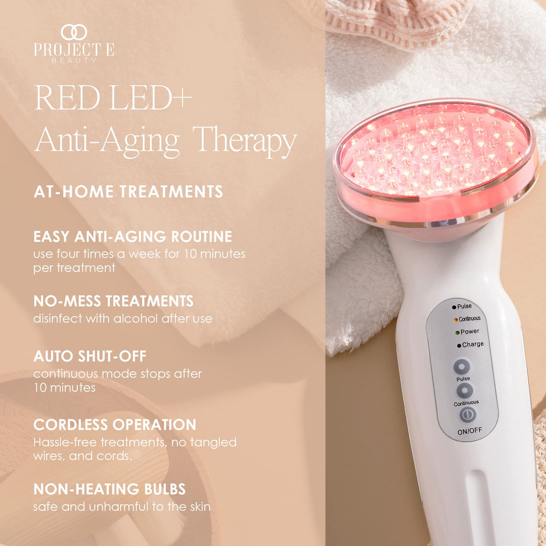 RED LED+ Anti-Aging Therapy | Collagen Boosting | Instant Firming and Lifting | Reduces Fine Lines & Wrinkles | Tightens & Tones | Rechargeable & Portable (Red LED Therapy)