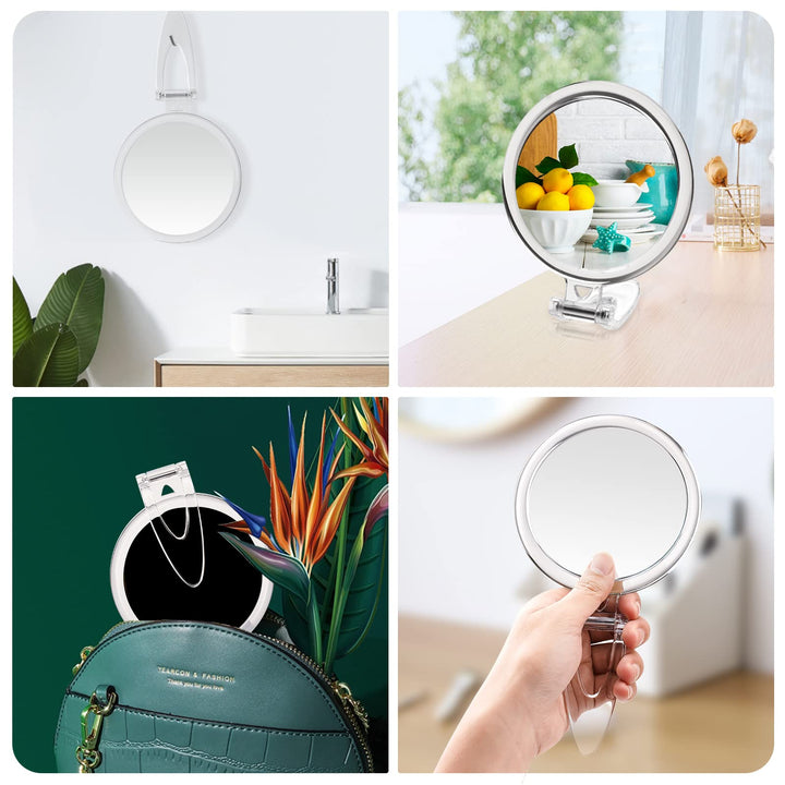 Hand Mirror, 1X/20X Magnifying Handheld Mirror, Portable Travel Folding Hand Held Mirror,Double Sided Makeup Mirror for Girl