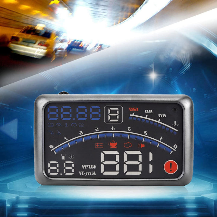 Heads Up Display,5.5 HD OBD II Car GPS HUD Head Up Speed Display Over Speed Warning,Fuel Consumption,Temperature