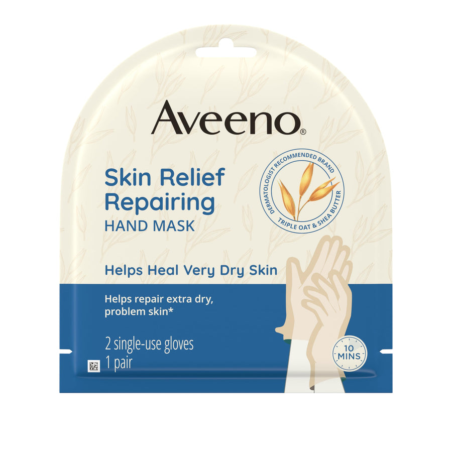 Repairing CICA Hand Mask with Prebiotic Oat and Shea Butter for Extra Dry Skin, Paraben-Free and Fragrance-Free 1 Pair
