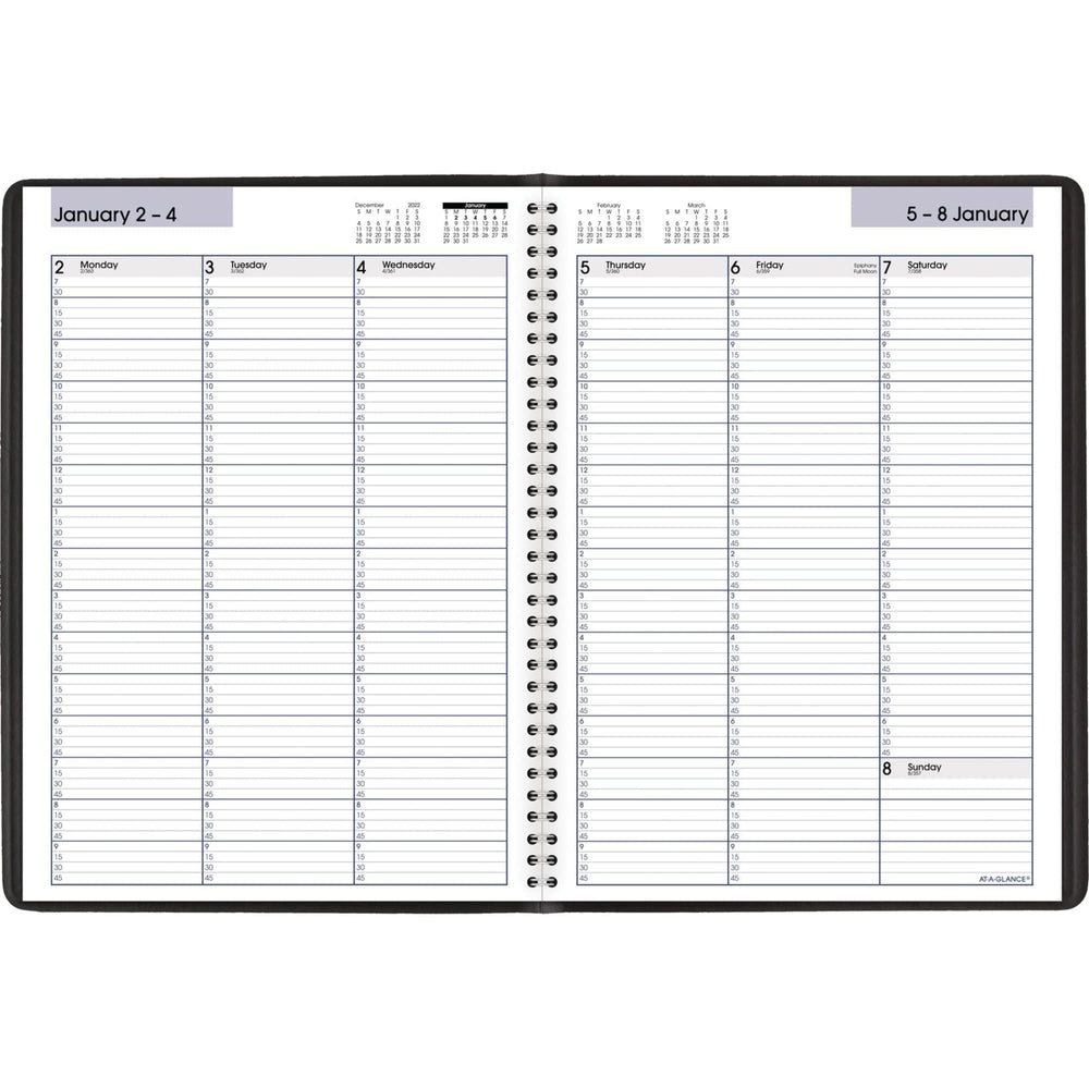 2023 Weekly Planner, DayMinder, Quarter-Hourly Appointment Book, 8 x 11, Large, Black (G52000)
