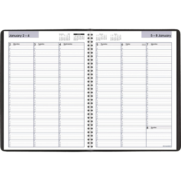 2023 Weekly Planner, DayMinder, Quarter-Hourly Appointment Book, 8 x 11, Large, Black (G52000)