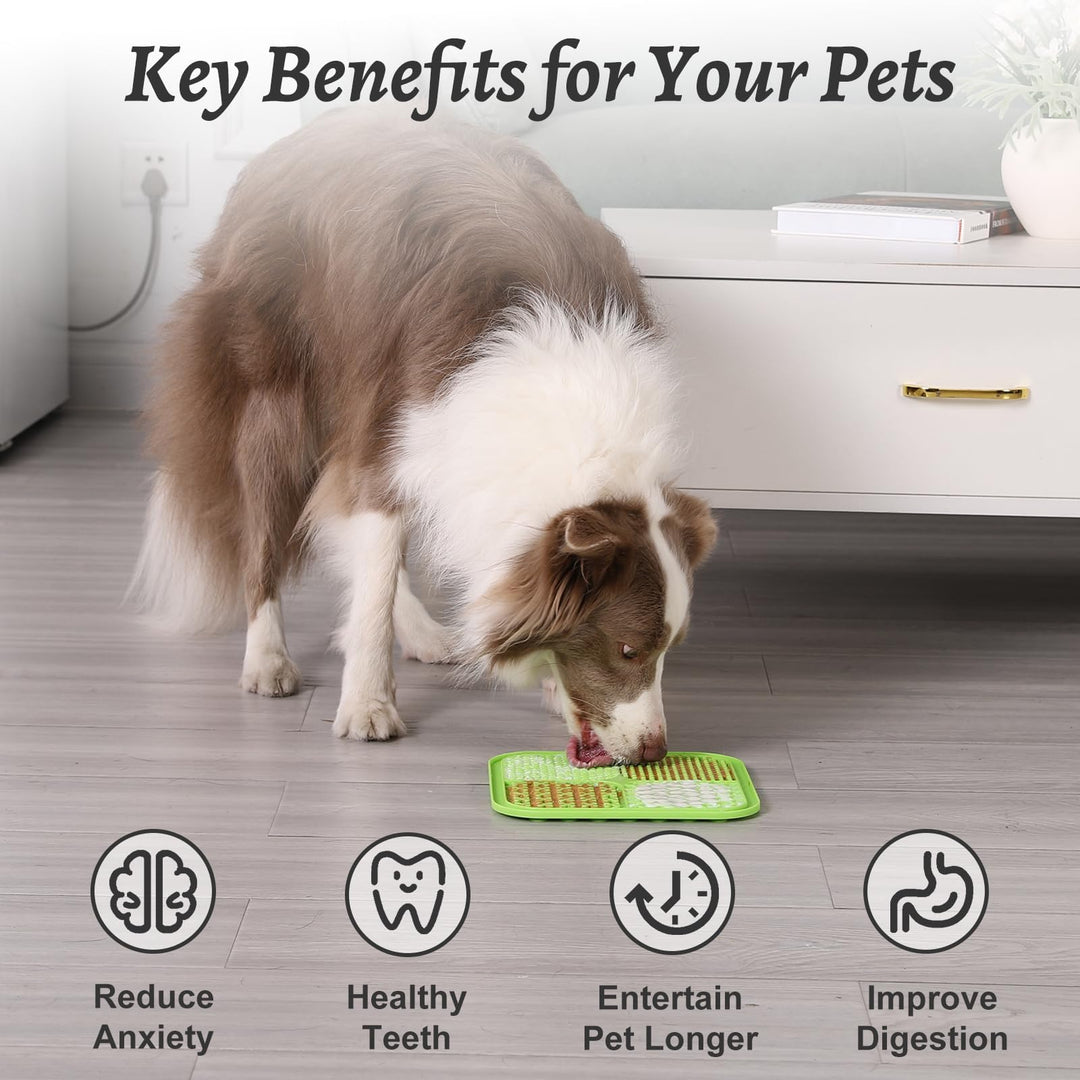 2PCS Large Lick Mat for Dogs and Cats, Licking Mats for Dog Anxiety Relief, Cat Peanut Butter Lick Pad for Boredom Reducer, Dog Treat Mat Perfect for Bathing Grooming Blue&Green