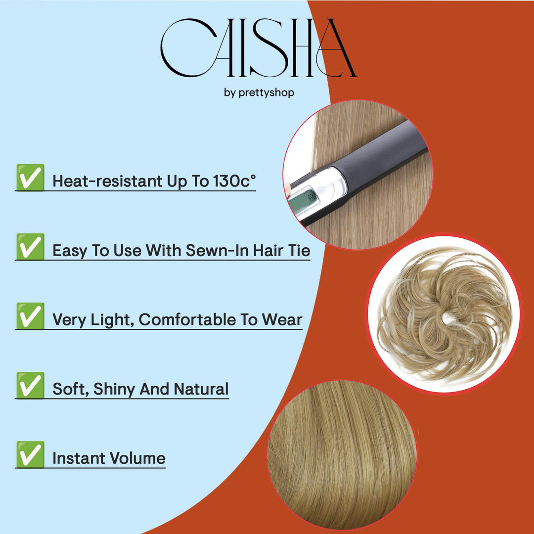 Dirty Blonde Mix #18Th613A G25D: Prettyshop Hairpiece Hair Rubber Scrunchie Scrunchy Updos Voluminous Wavy Messy Bun Dirty Blonde Mix #18Th613A G25D