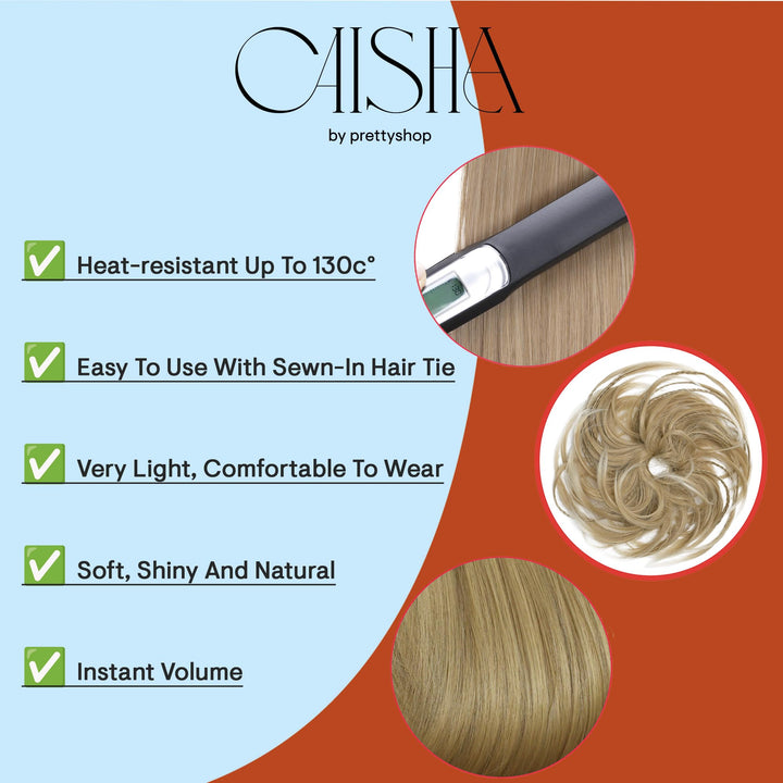 Dirty Blonde Mix #18Th613A G25D: Prettyshop Hairpiece Hair Rubber Scrunchie Scrunchy Updos Voluminous Wavy Messy Bun Dirty Blonde Mix #18Th613A G25D