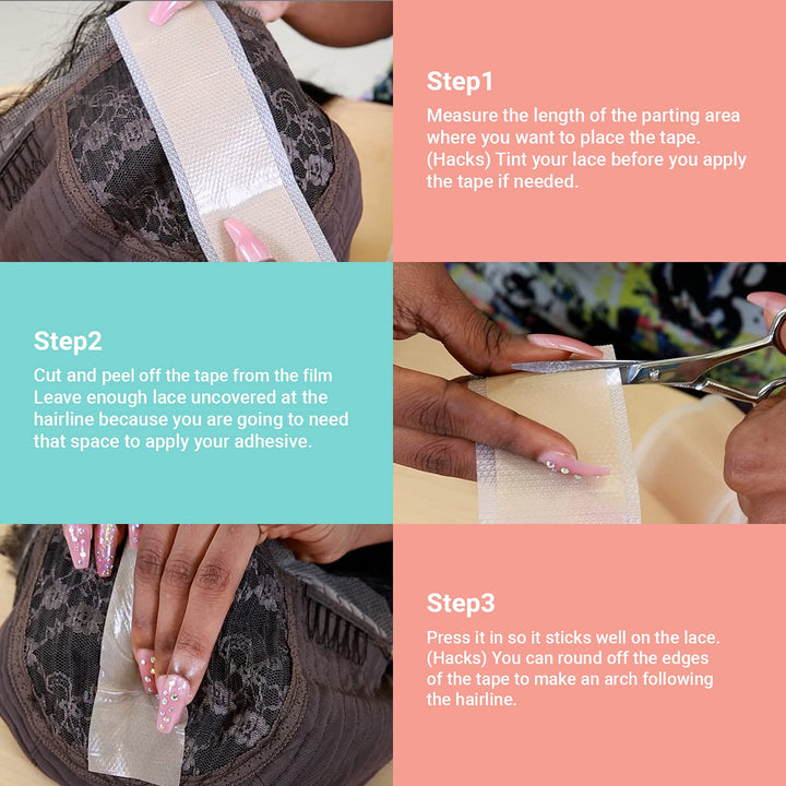 Fake Scalp Tape Lace Wig Grids and Knots Eraser Silicone Melting Tape, Bye Bye Lace Grid HD Natural Hide Cover Skinlike Durable Breathable Reusable Ultra-Thin Non-Slip Tape (Natural)