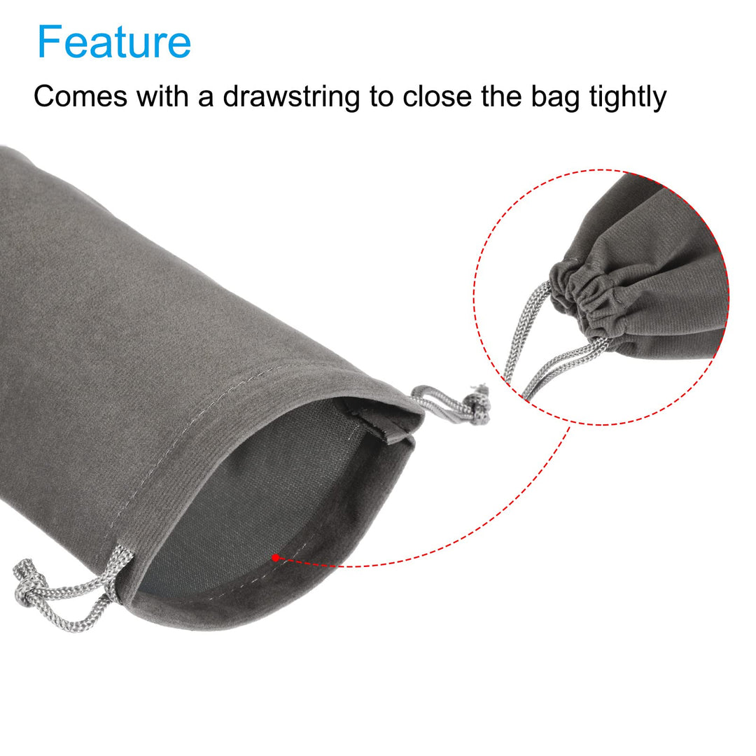 14x10cm Microfiber Pouch, 3Pcs Soft Storage Drawstring Gift Bag for Glasses Wedding, Gray