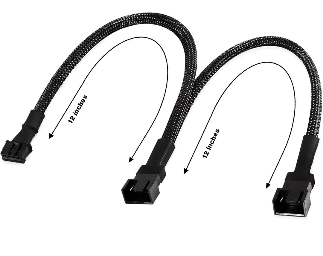 Micro 4 Pin PWM GPU Dual Fan Splitter Adapter Cable Black Sleeved for Graphics Cards 12 Inches