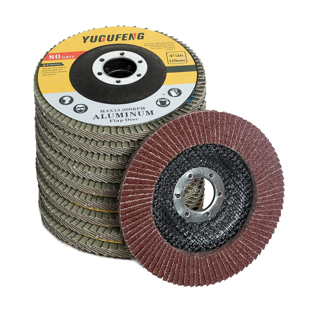 Flap Disc 4.5 x 7/8(115mm)10 Pack 80 Grit Fiber Glass Wheel Bevel Type 27 Aluminum Oxide Abrasive | Sanding Disc