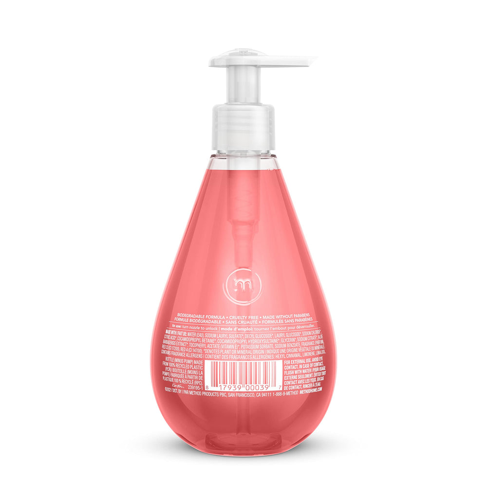 Naturally Derived Gel Hand Wash, Pink Grapefruit, 12 Ounce (Pack of 6)