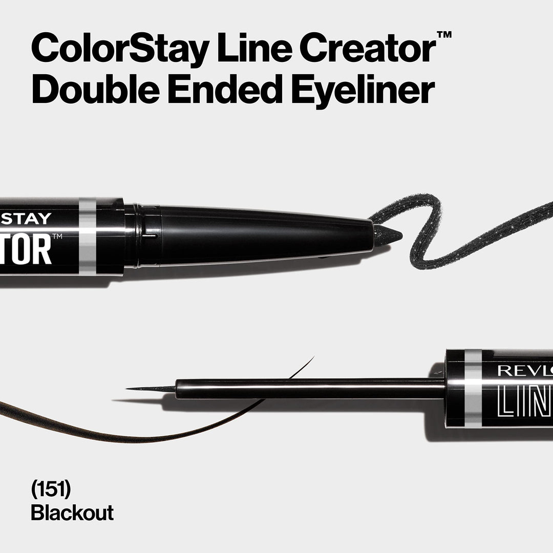 Liquid Eyeliner & Smoky Kohl Pencil, ColorStay Line Creator Eye Makeup, Waterproof & Transferproof, Blackout, 0.004 oz