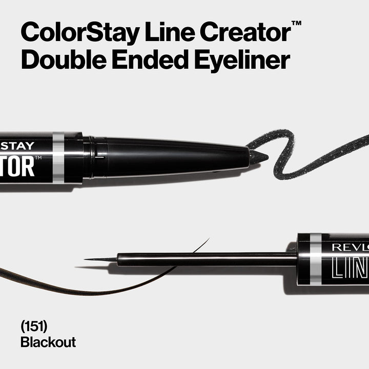 Liquid Eyeliner & Smoky Kohl Pencil, ColorStay Line Creator Eye Makeup, Waterproof & Transferproof, Blackout, 0.004 oz