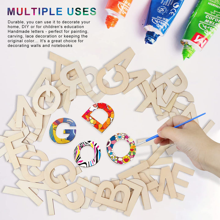 78 PCS 3 Wooden Craft Letters,Natural Blank Unfinished Wooden Alphabet Letters for DIY Painting,Letter Board,Home Wall Decoration