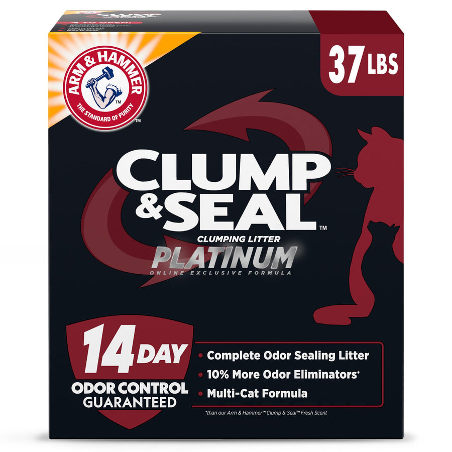 ARM & HAMMER Clump & Seal Platinum, Complete Odor Sealing Clumping Cat Litter, Multi-Cat, 14-Day Odor Control, Online Exclusive Formula, 37 Lbs