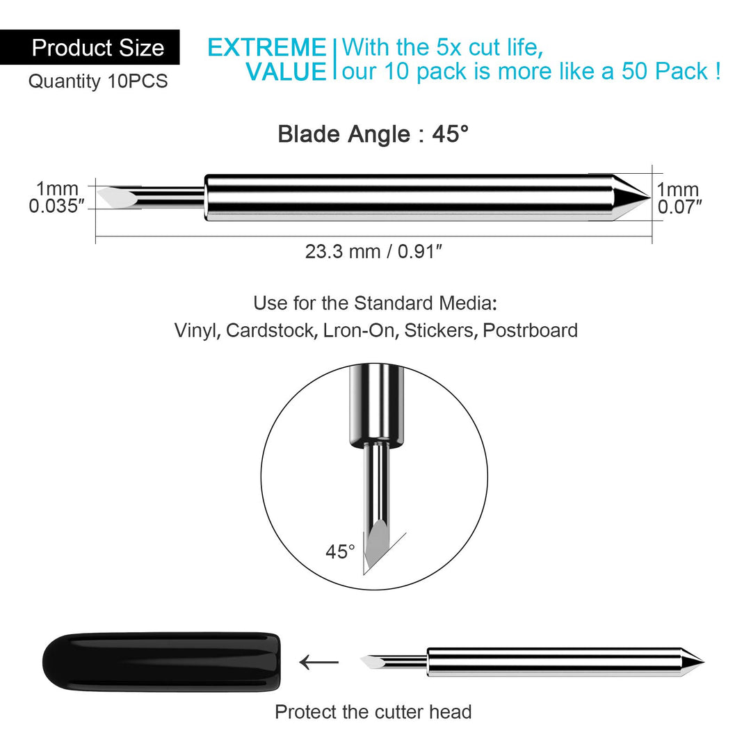 Cutting Blades Compatible with Explore Air/Air 2/Explore Air 3, 10PCS Premium Fine Point Blade Compatible with Maker/Maker 3 Cutting Machines