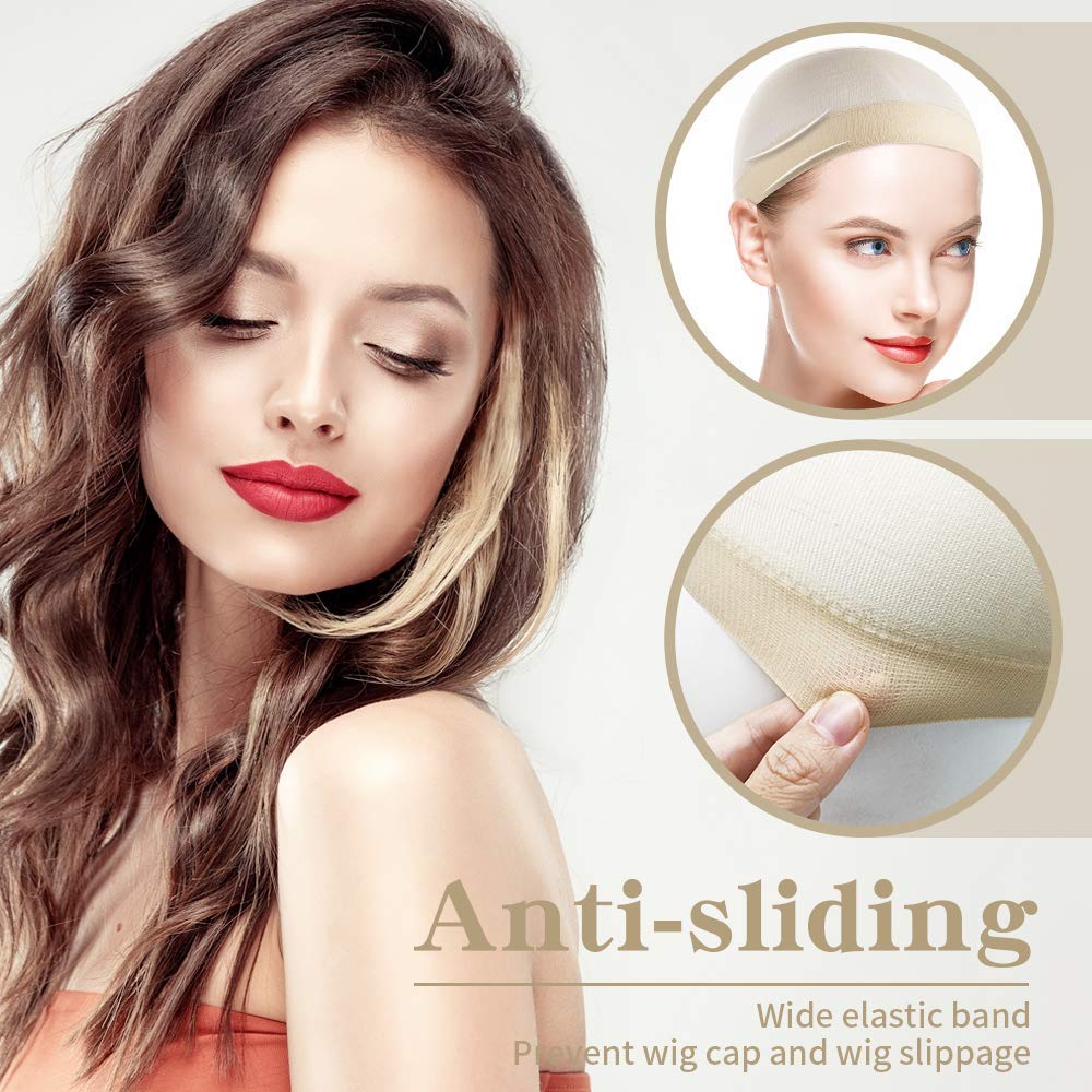 Nude: 12 Pack Nude Stocking Wig Caps, Flesh Color Stretchy Nylon Close End Wig Caps, Each Paper Board Contains 2 Wig Caps (Nude)