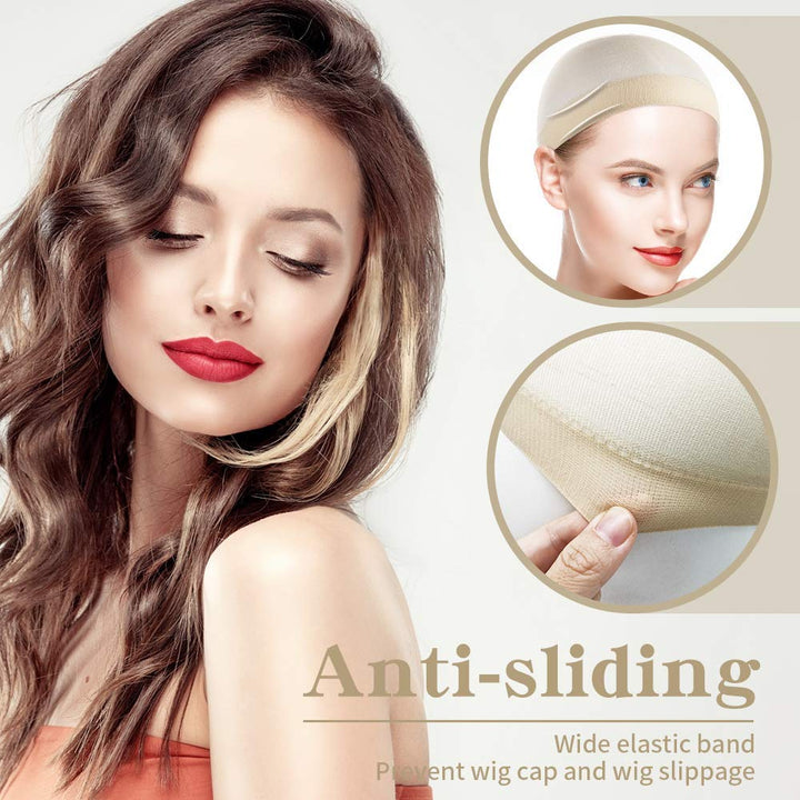 Nude: 12 Pack Nude Stocking Wig Caps, Flesh Color Stretchy Nylon Close End Wig Caps, Each Paper Board Contains 2 Wig Caps (Nude)