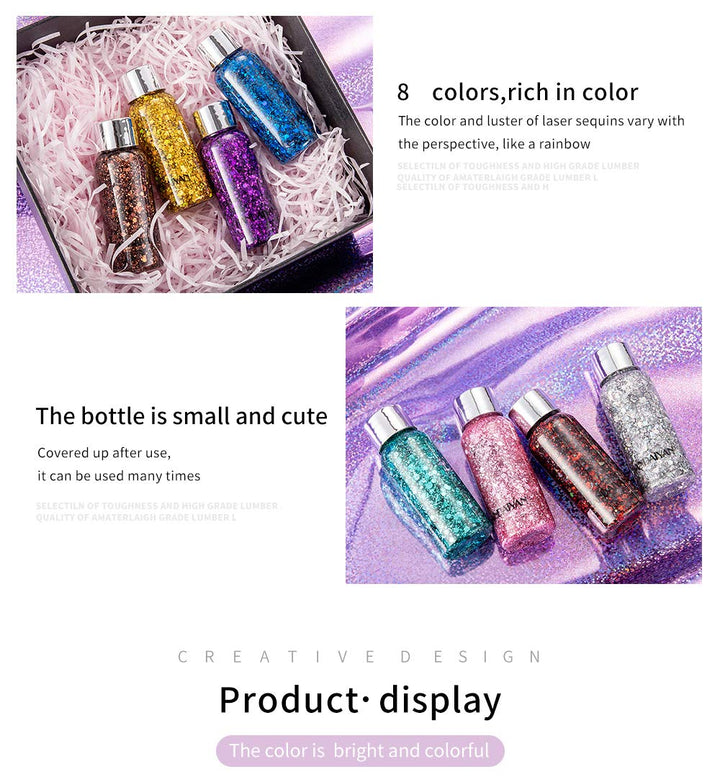 Body Glitter Gel Nail Hair Body Face Flash Eye shadow Glitter Cream Chunky Glitter Mermaid Scale Sequins Christmas Festival Painting New Year Decoration Makeup (White)