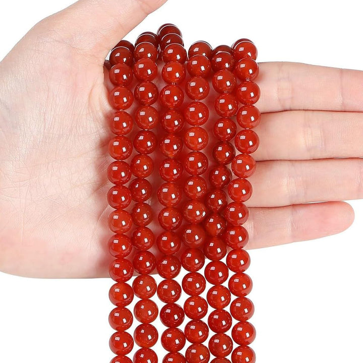 45pcs 8mm Natural Red Agate Beads Round Loose Gemstone Beads for Jewelry Making DIY Bracelet Necklace