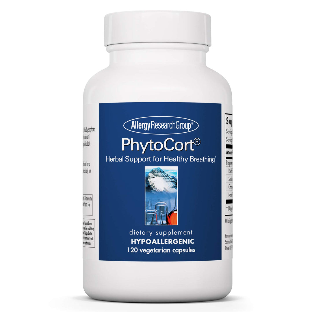 PhytoCort Supplement - Respiratory Support, Lung Health, Lung Detox, Lung Cleanse, Healthy Breathing, Herbal Support, Reishi, Licorice, Noni, Vegetarian Capsules - 120 Count