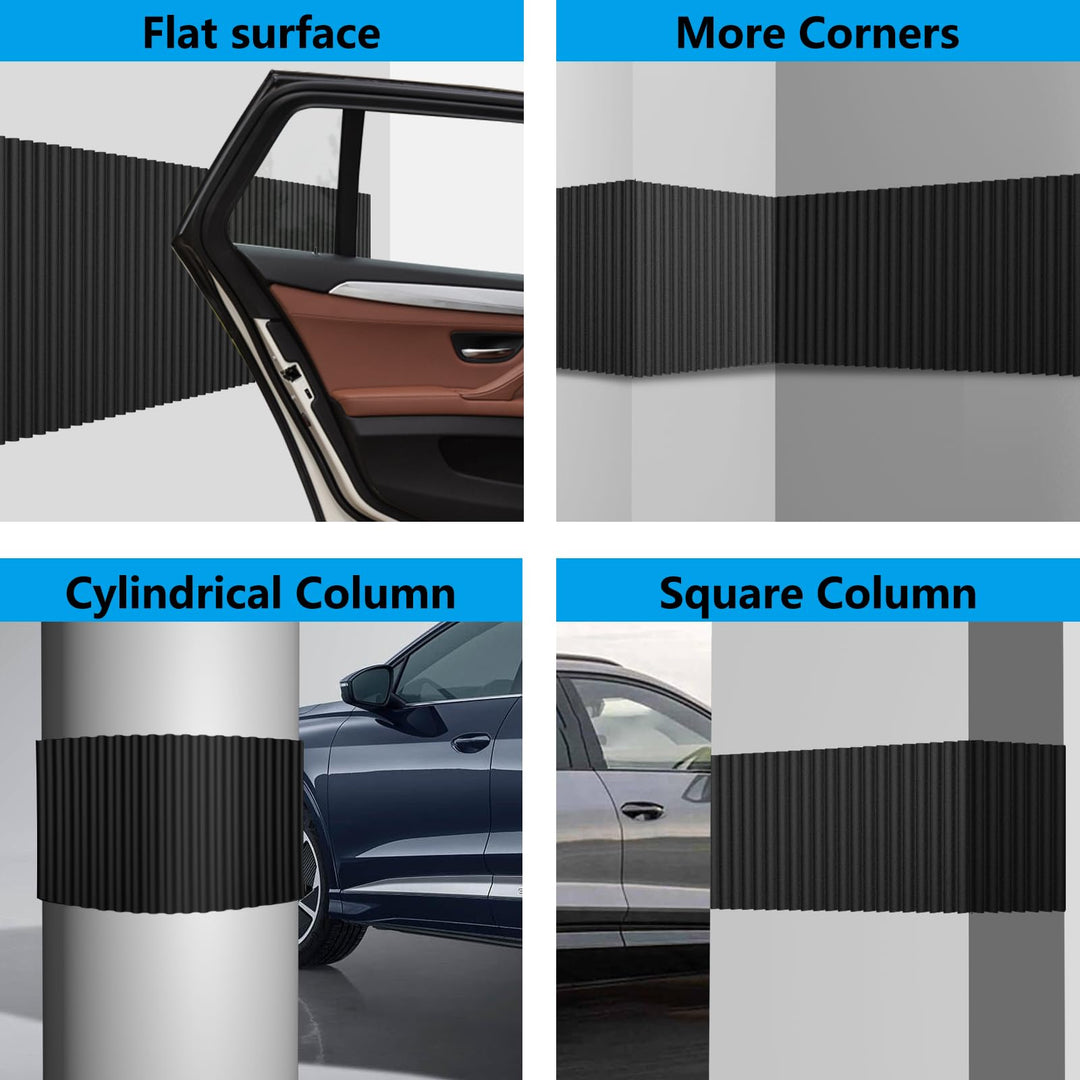 Ultra Thick Garage Wall Protector, 79L x 8W. 3/5 Thick Self-Adhesive Car Door Protector, Anti-Collision Wavy-Mat Wall Padding, Car Door Edge Guards, Wall Bumper Guards, Garage Parking Aid