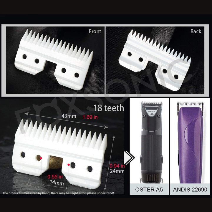 2pcs Fast Feed Ceramic Blades for Oster Fast Feed Clipper Oster A5 Grooming Clippers Ceramic Clipper Movable Blade