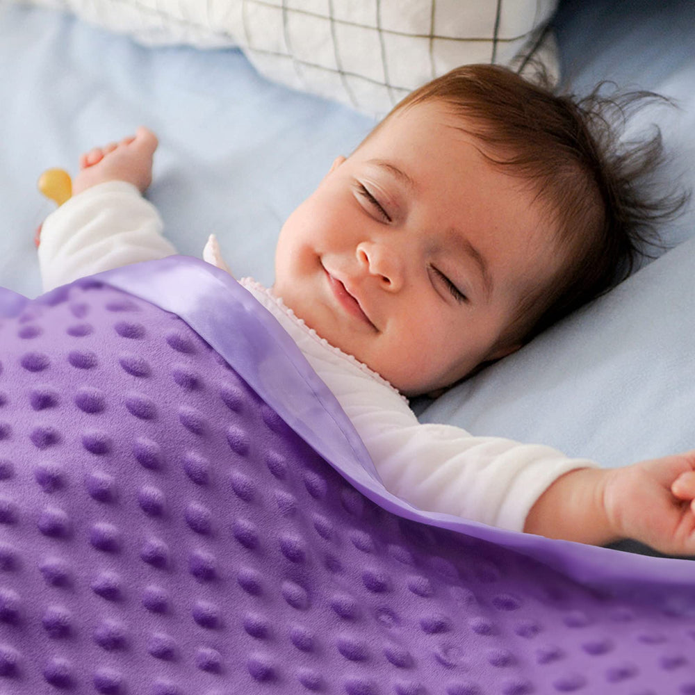 Baby Soft Minky Dot Blanket with Silky Satin Backing Baby Gifts for Boys and Girls (Purple, 30’’ x 40’’)